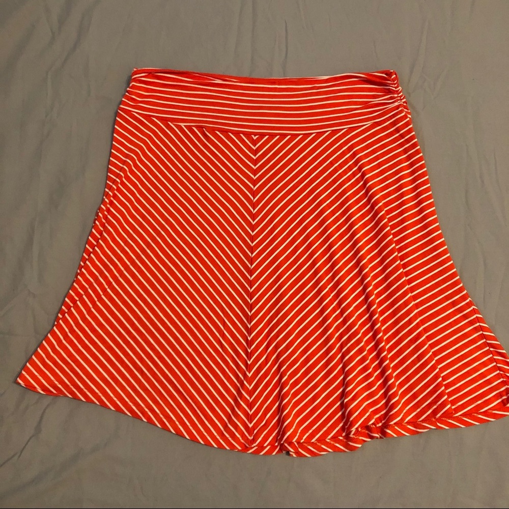 Orange and white striped stretchy skirt LG